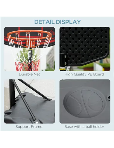 HOMCOM Basketball Hoop Stand Portable Adjustable Height 2.1-2.6m w/ Wheels, Sturdy Rim Stable Base, Black