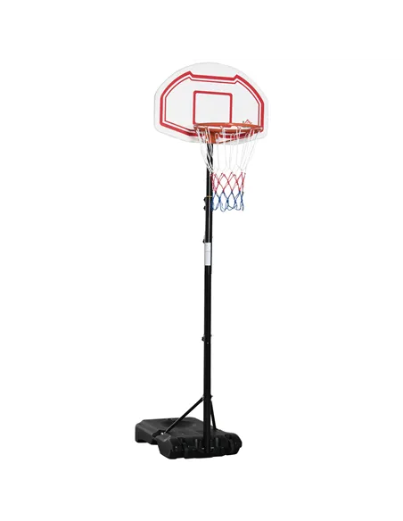 HOMCOM Basketball Hoop Stand Portable Adjustable Height 2.1-2.6m w/ Wheels, Sturdy Rim Stable Base, Red
