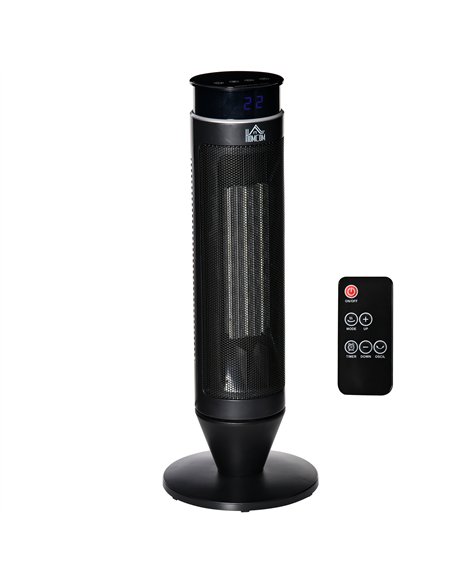 HOMCOM 21 Inch Space Heater, 1000W/2000W Ceramic Electric Heater and Fan, Overheating & Tip-Over Protection, 8H Timer, 42° Oscil