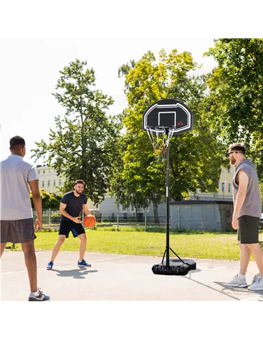 HOMCOM Adjustable Basketball Hoop and Stand, with Wheels and Weight Base Black