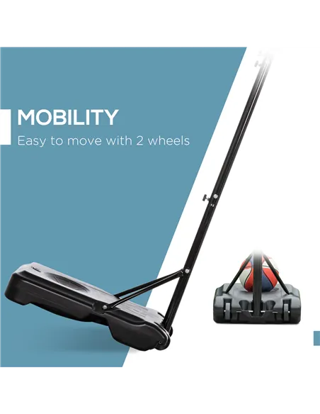 HOMCOM Adjustable Basketball Hoop and Stand, with Wheels and Weight Base Black