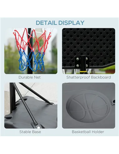 HOMCOM Adjustable Basketball Hoop and Stand, with Wheels and Weight Base Black