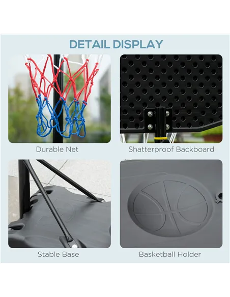 HOMCOM Adjustable Basketball Hoop and Stand, with Wheels and Weight Base Black