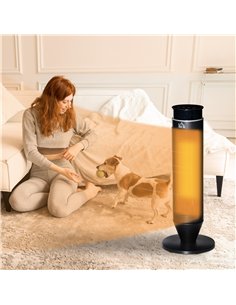 HOMCOM 21 Inch Space Heater, 1000W/2000W Ceramic Electric Heater and Fan, Overheating & Tip-Over Protection, 8H Timer, 42° Oscil 2