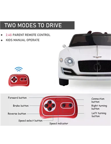 HOMCOM Kids Electric Car Kids Ride on Toys W/ LED Lights-White