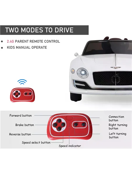 HOMCOM Kids Electric Car Kids Ride on Toys W/ LED Lights-White