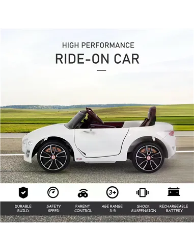 HOMCOM Kids Electric Car Kids Ride on Toys W/ LED Lights-White