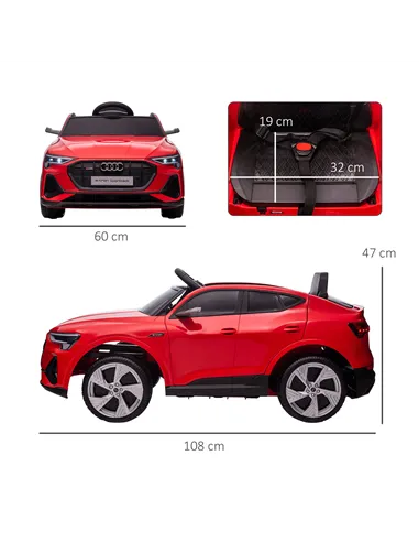 HOMCOM Audi E-tron Licensed 12V Kids' Electric Ride on, Electric Car for Kids, with Parental Remote, Music Lights MP3, Suspensio