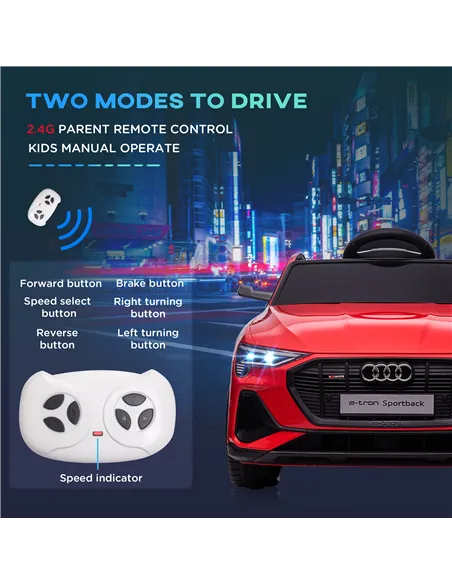HOMCOM Audi E-tron Licensed 12V Kids' Electric Ride on, Electric Car for Kids, with Parental Remote, Music Lights MP3, Suspensio