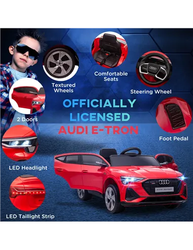 HOMCOM Audi E-tron Licensed 12V Kids' Electric Ride on, Electric Car for Kids, with Parental Remote, Music Lights MP3, Suspensio