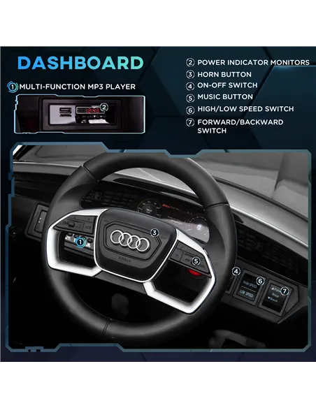 HOMCOM Audi E-tron Licensed 12V Kids' Electric Ride on, Electric Car for Kids, with Parental Remote, Music Lights MP3, Suspensio