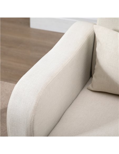 HOMCOM Accent Chair, Linen-Touch Armchair with Pillow, Upholstered Leisure Lounge Sofa for Living Room, Club Chair with Rubber W