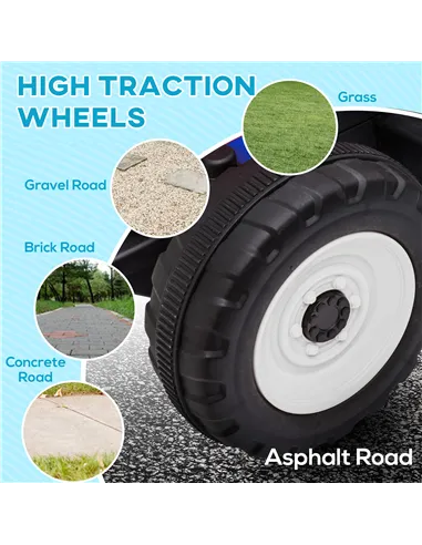 HOMCOM Ride On Tractor, Battery Powered Electric Car, with Detachable Trailer, Remote Control, Music - Blue