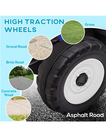 HOMCOM Ride On Tractor, Battery Powered Electric Car, with Detachable Trailer, Remote Control, Music - Blue