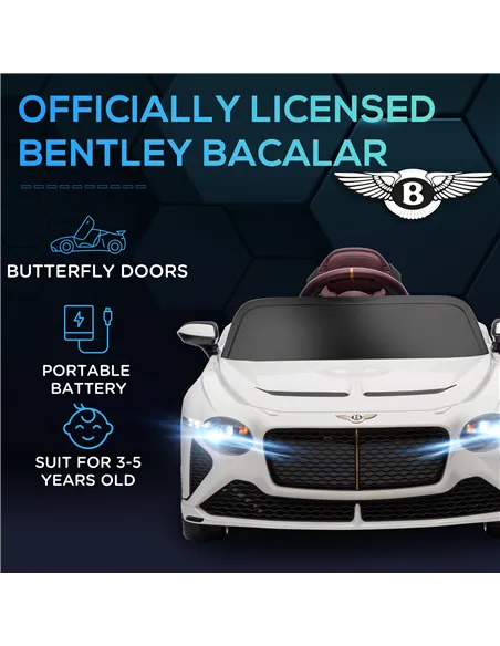 HOMCOM Bentley Bacalar Licensed 12V Kids Electric Car, with Remote Control, White