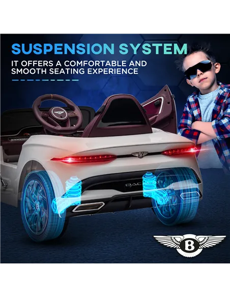 HOMCOM Bentley Bacalar Licensed 12V Kids Electric Car, with Remote Control, White
