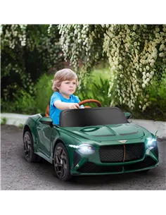 HOMCOM Bentley Bacalar Licensed 12V Kids Electric Car, with Remote Control, Horn, Lights, Music, Suspension Wheels, Green 2