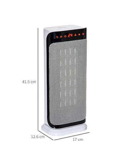HOMCOM 2000W Electric Heater, PTC Ceramic Portable Fan Heater with Overheating & Tip-Over Protection, 8H Timer, 45° Oscillating 