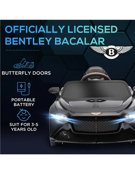 HOMCOM Bentley Bacalar Licensed 12V Kids Electric Car, with Remote Control, Black
