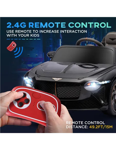 HOMCOM Bentley Bacalar Licensed 12V Kids Electric Car, with Remote Control, Black