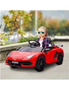 HOMCOM Lamborghini Licensed 12V kids Electric Car w/ Butterfly Doors, Remote, Music, Horn, Suspension - Red 2