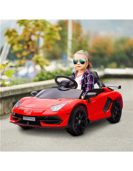 HOMCOM Lamborghini Licensed 12V kids Electric Car w/ Butterfly Doors, Remote, Music, Horn, Suspension - Red