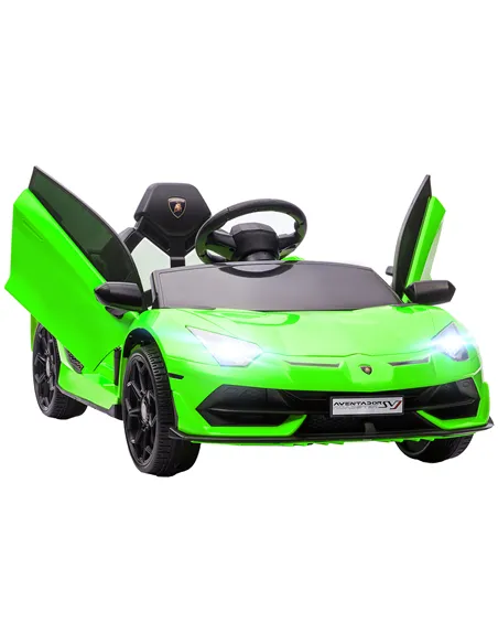 HOMCOM Lamborghini Licensed 12V kids Electric Car w/ Butterfly Doors, Remote, Music, Horn, Suspension - Green