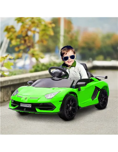 HOMCOM Lamborghini Licensed 12V kids Electric Car w/ Butterfly Doors, Remote, Music, Horn, Suspension - Green