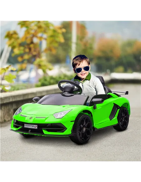 HOMCOM Lamborghini Licensed 12V kids Electric Car w/ Butterfly Doors, Remote, Music, Horn, Suspension - Green