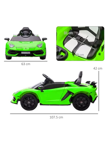 HOMCOM Lamborghini Licensed 12V kids Electric Car w/ Butterfly Doors, Remote, Music, Horn, Suspension - Green