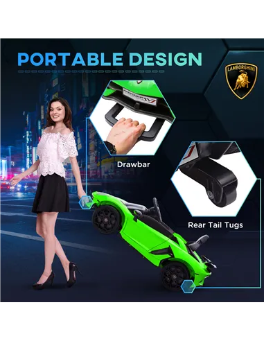 HOMCOM Lamborghini Licensed 12V kids Electric Car w/ Butterfly Doors, Remote, Music, Horn, Suspension - Green