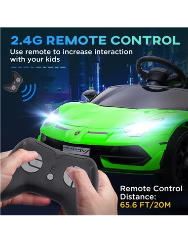 HOMCOM Lamborghini Licensed 12V kids Electric Car w/ Butterfly Doors, Remote, Music, Horn, Suspension - Green