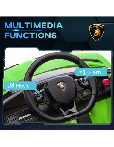 HOMCOM Lamborghini Licensed 12V kids Electric Car w/ Butterfly Doors, Remote, Music, Horn, Suspension - Green