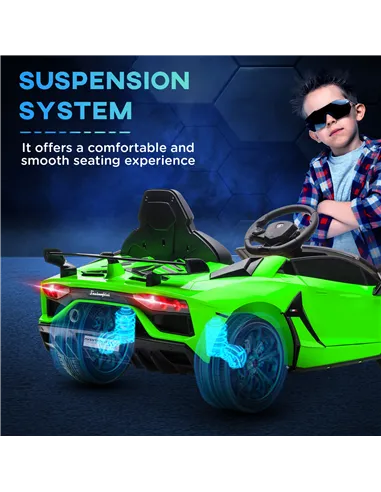 HOMCOM Lamborghini Licensed 12V kids Electric Car w/ Butterfly Doors, Remote, Music, Horn, Suspension - Green