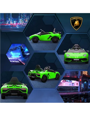 HOMCOM Lamborghini Licensed 12V kids Electric Car w/ Butterfly Doors, Remote, Music, Horn, Suspension - Green