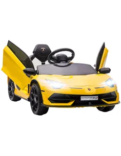 HOMCOM Lamborghini Licensed 12V kids Electric Car w/ Butterfly Doors, Remote, Music, Horn, Suspension - Yellow