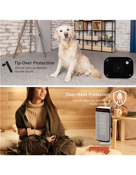 HOMCOM 2000W Electric Heater, PTC Ceramic Portable Fan Heater with Overheating & Tip-Over Protection, 8H Timer, 45° Oscillating 