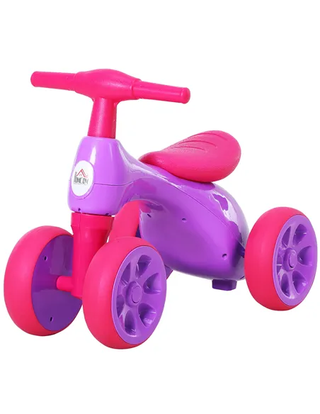 HOMCOM Baby Balance Bike Toddler Training Walker Smooth Rubber Wheels Ride on Toy Storage Bin Gift for Boys Girls Violet Fuchsia