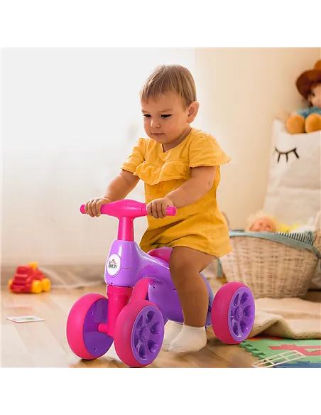 HOMCOM Baby Balance Bike Toddler Training Walker Smooth Rubber Wheels Ride on Toy Storage Bin Gift for Boys Girls Violet Fuchsia