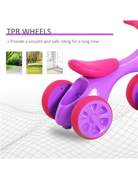 HOMCOM Baby Balance Bike Toddler Training Walker Smooth Rubber Wheels Ride on Toy Storage Bin Gift for Boys Girls Violet Fuchsia