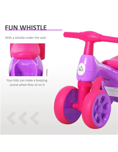 HOMCOM Baby Balance Bike Toddler Training Walker Smooth Rubber Wheels Ride on Toy Storage Bin Gift for Boys Girls Violet Fuchsia