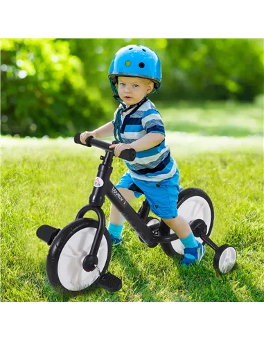 HOMCOM 11 Inch Kids Balance Bike Training Pedal Bicycle W/ Removable Stabilizers EVA Tyres Adjustable Seat Height 2 to 5 Years G