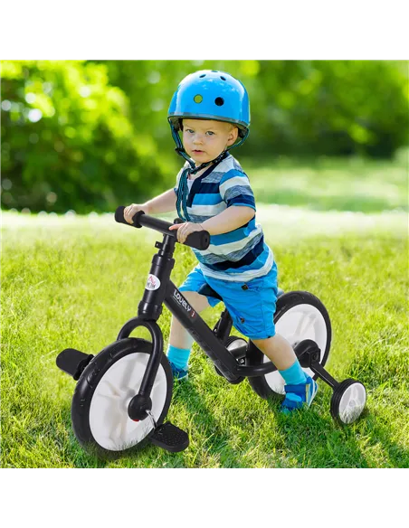 HOMCOM 11 Inch Kids Balance Bike Training Pedal Bicycle W/ Removable Stabilizers EVA Tyres Adjustable Seat Height 2 to 5 Years G