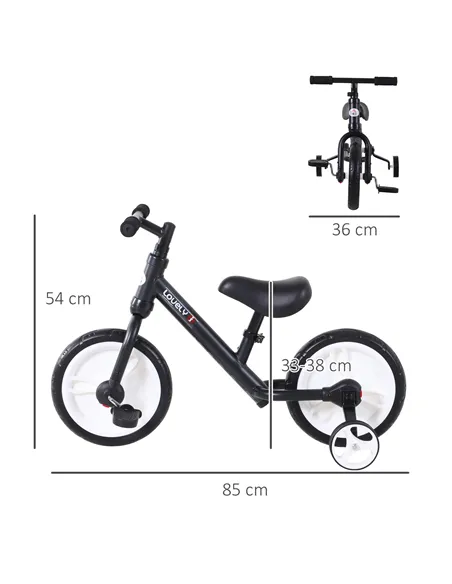 HOMCOM 11 Inch Kids Balance Bike Training Pedal Bicycle W/ Removable Stabilizers EVA Tyres Adjustable Seat Height 2 to 5 Years G