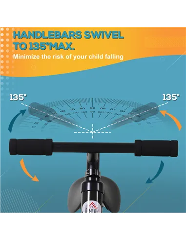 HOMCOM 11 Inch Kids Balance Bike Training Pedal Bicycle W/ Removable Stabilizers EVA Tyres Adjustable Seat Height 2 to 5 Years G