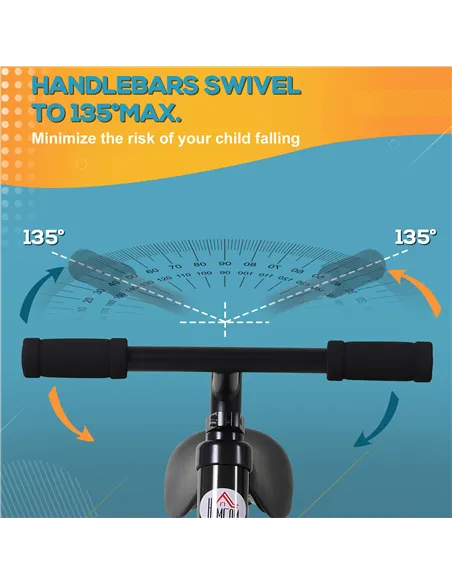 HOMCOM 11 Inch Kids Balance Bike Training Pedal Bicycle W/ Removable Stabilizers EVA Tyres Adjustable Seat Height 2 to 5 Years G