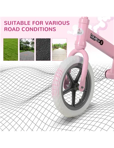 HOMCOM 12" Kids Balance Bike No Pedal Bicycle EVA Tire Adjustable Seat Toddler Training Bike W/ Shock Absorber 2 - 5 Years Gift 