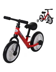 HOMCOM 11 Inch Kids Balance Bike Training Pedal Bicycle W/ Removable Stabilizers EVA Tyres Adjustable Seat Height 2 to 5 Years G