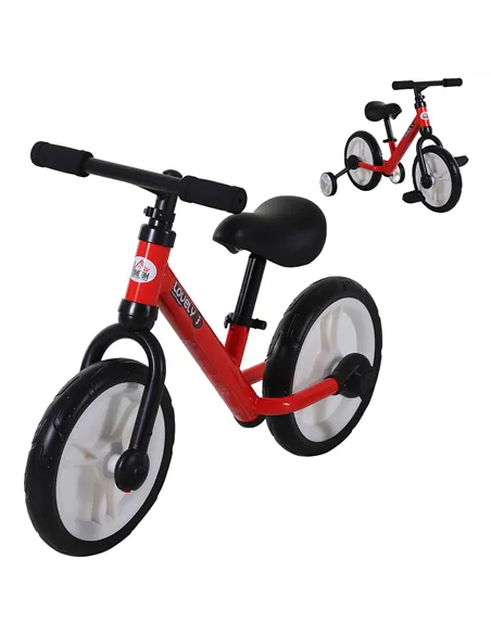 HOMCOM 11 Inch Kids Balance Bike Training Pedal Bicycle W/ Removable Stabilizers EVA Tyres Adjustable Seat Height 2 to 5 Years G