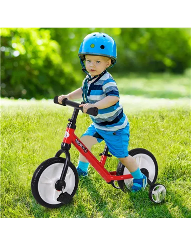 HOMCOM 11 Inch Kids Balance Bike Training Pedal Bicycle W/ Removable Stabilizers EVA Tyres Adjustable Seat Height 2 to 5 Years G